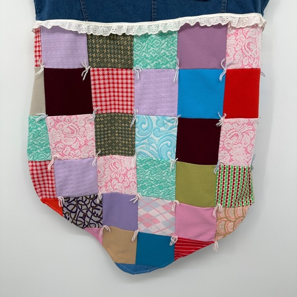 Vintage Quilted Patchwork Vest Top Shirt Size 3X Double Knit Upcycled Boho Artsy - Picture 9 of 11